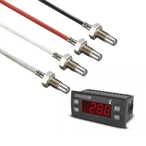 Elektronische Temperaturanzeige für PT100 inkl. Einschraubtemperaturfühler M6 Gewinde und 17 mm Einbaulänge